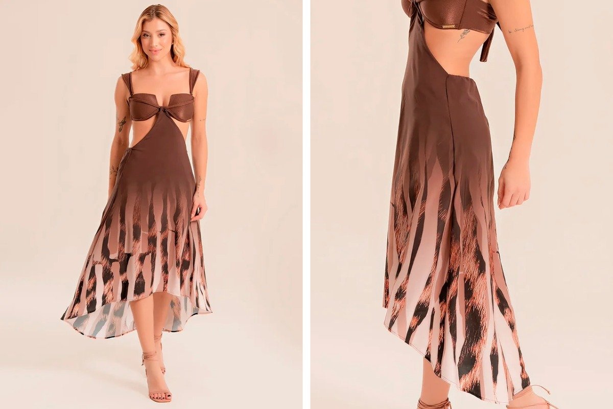 mulher usando vestido de saida de praia