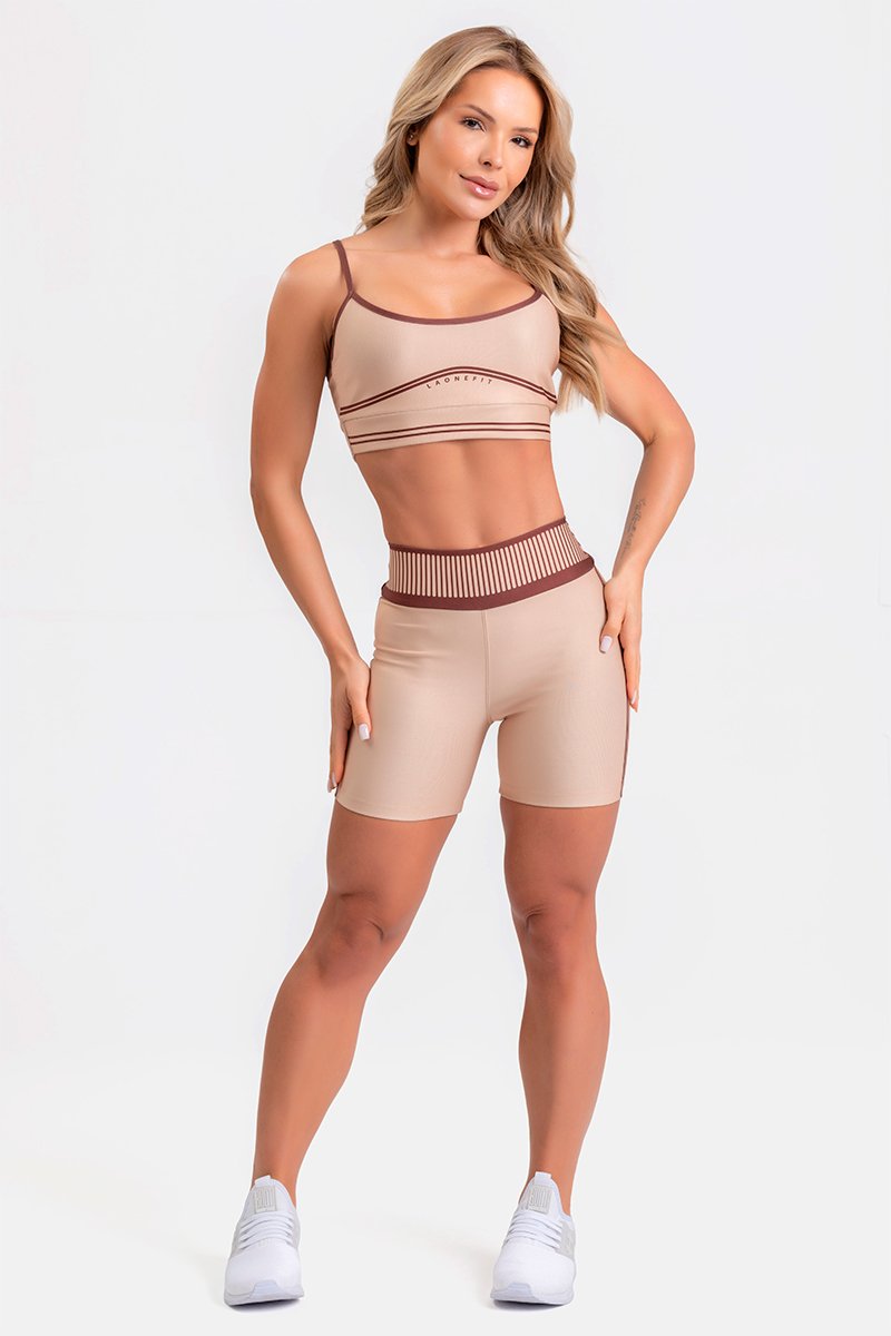 Short Blackout Feminino Alta Compressão com Estampa Digital LATTE
